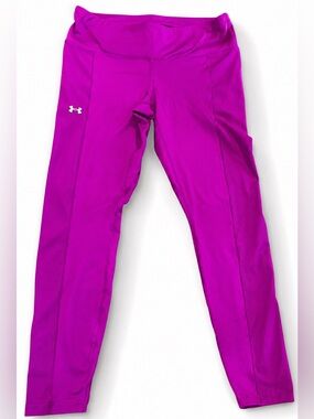 Under Armour Electric Violet Compression Crop Leggings Ribbed Panels Large